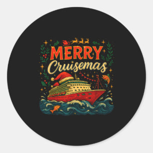 Merry Cruisemas Funny Christmas Cruise Vacation  Classic Round Sticker