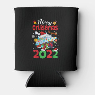 Merry Cruisemas Funny Santa Cruise Plaid Christmas Can Cooler