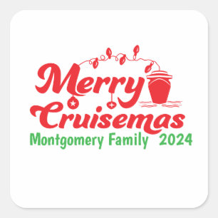Merry Cruisemas Personalised Family  Square Sticker