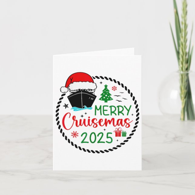 Merry Cruisemas Santa Hat Cruise Ship Christmas Cr Card (Front)