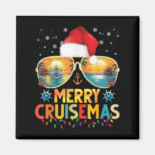 Merry Cruisemas Santa Hat Retro Cruise Ship Christ Magnet