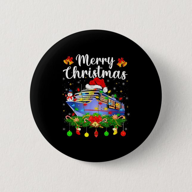 Merry Cruisemas Xmas Lighting Santa Cruise Ship Ch 6 Cm Round Badge (Front)