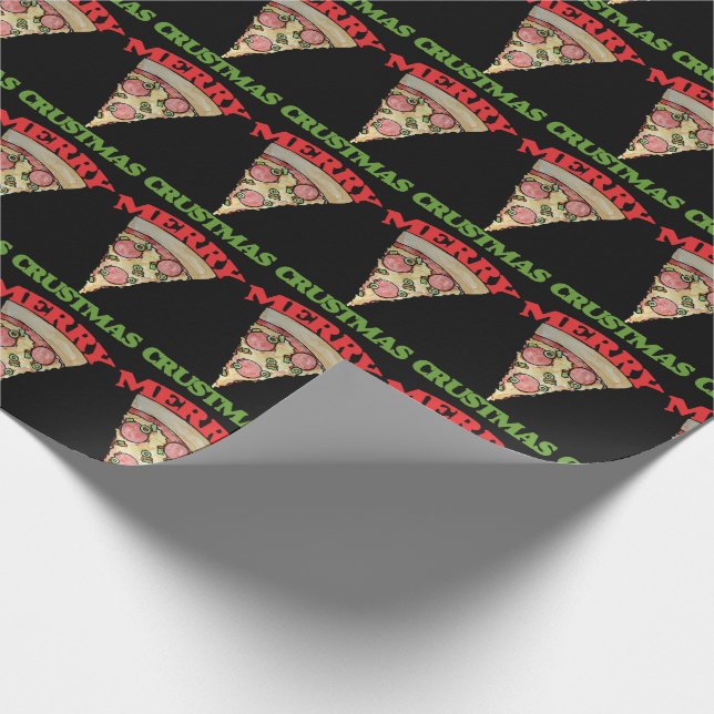 Merry Crustmas Christmas pizza Wrapping Paper (Corner)