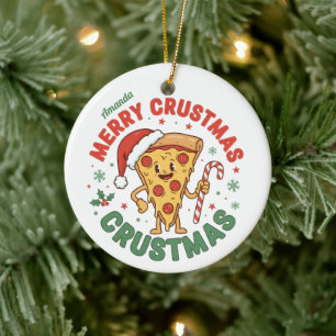 Merry Crustmas Funny Pizza Christmas Ornament Gift