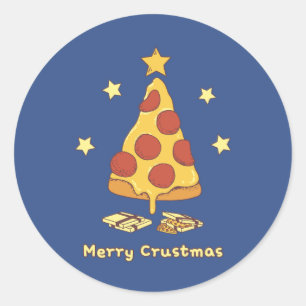 Merry Crustmas - Pizza Christmas Classic Round Sticker