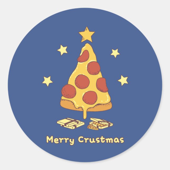 Merry Crustmas - Pizza Christmas Classic Round Sticker (Front)