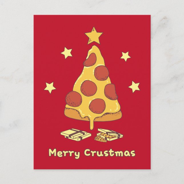 Merry Crustmas - Pizza Christmas  Postcard (Front)