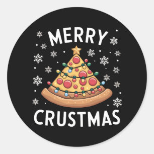 Merry Crustmas Pizza Christmas Tree Xmas Gifts  Classic Round Sticker