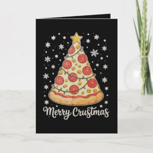 Merry Crustmas Pizza Christmas Tree Xmas Lights Card