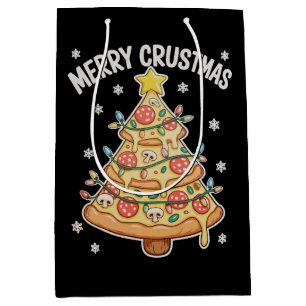 Merry Crustmas Pizza Christmas Xmas Tree Holiday Medium Gift Bag