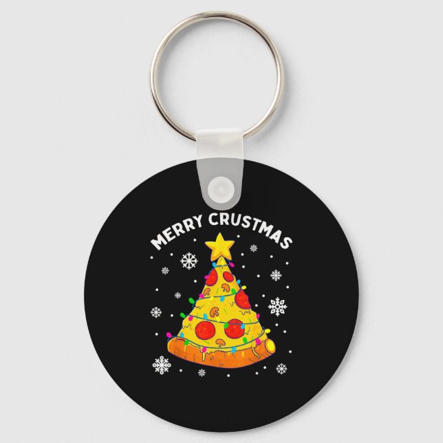 Merry Crustmas Zza Christmas Tree Xmas Kids Men  Key Ring (Front)