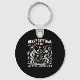 Merry Cryptmas Weird Night Cryptid Holiday Art Key Ring