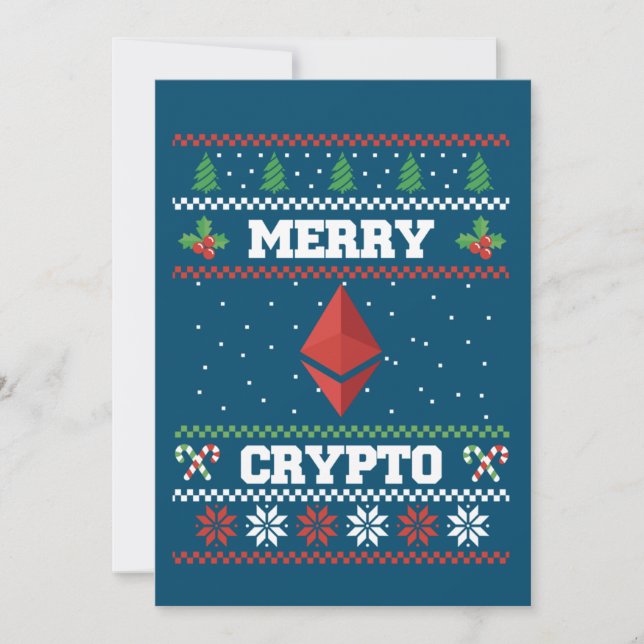 Merry Crypto Ethereum Ugly Christmas Sweater Invitation (Front)