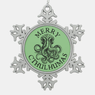 Merry Cthulhumas Snowflake Pewter Christmas Ornament