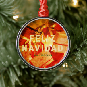 Merry Custom Golden Red Christmas     Metal Tree Decoration
