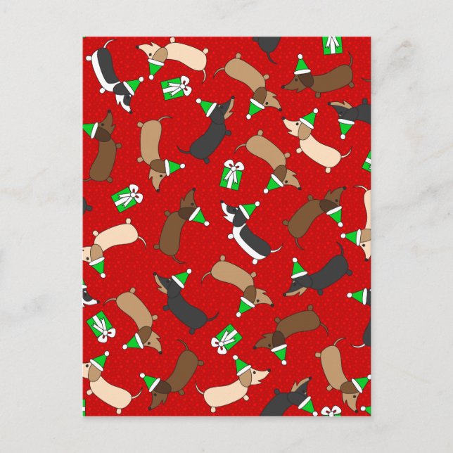 Merry Dachshunds Holiday Postcard (Front)