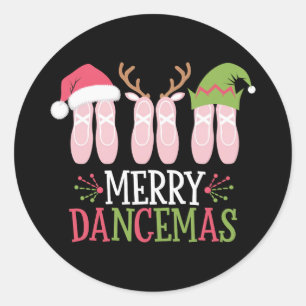 Merry Dancemas Christmas Ballet Shoes Dancing Classic Round Sticker