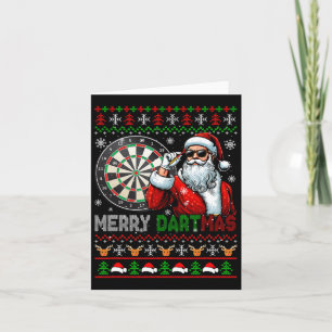 Merry Dartmas Xmas Santa Sungles Playing Dart Swea Card