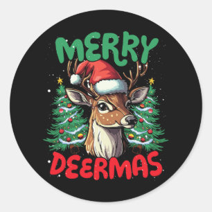 Merry Deermas Funny Christmas Duck Lover  Classic Round Sticker