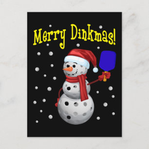 Merry Dinkmas - Pickleball Snowman Postcard