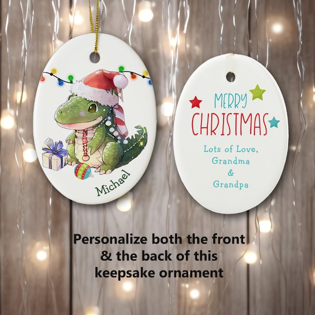 Merry Dinosaur Kids Christmas Ceramic Tree Decoration (Creator Uploaded)