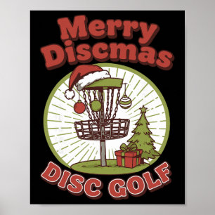 Merry Discmas Disc Golf Funny Flying Disc Basket Poster