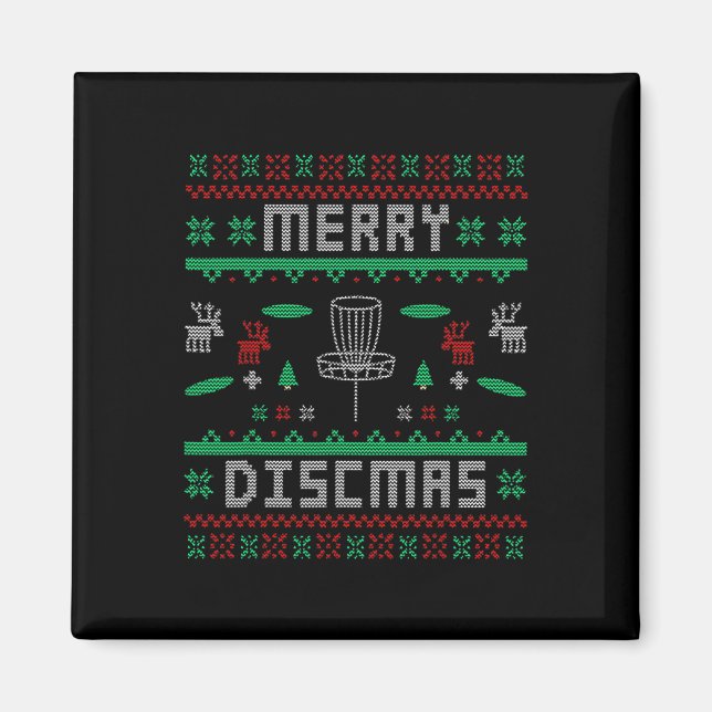 Merry Discmas Disc Golf Ugly Christmas Merry Chris Magnet (Front)