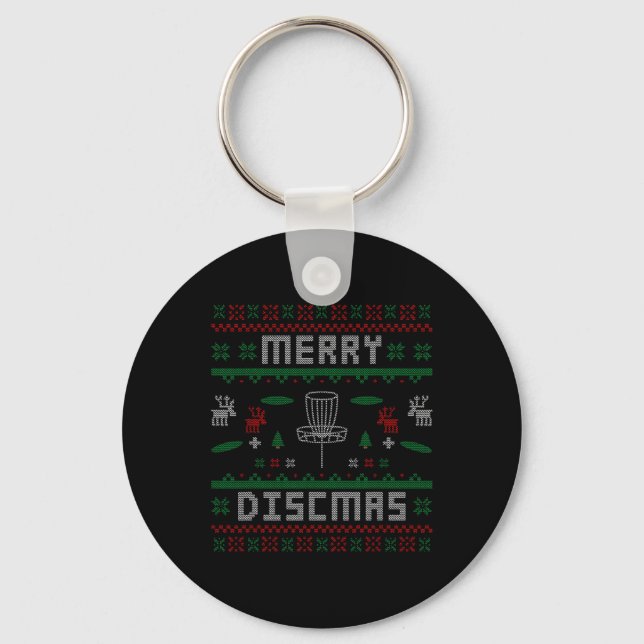 Merry Discmas Disc Golf Ugly Dad Uncle  Key Ring (Front)