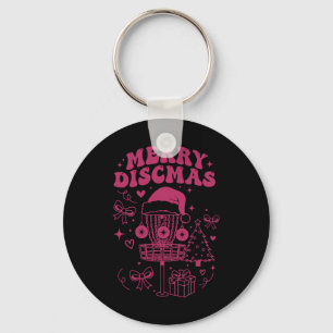 Merry Discmas Funny Disc Golf Basket Flying Disc Key Ring