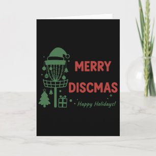 Merry Discmas Happy Holidays Disc Golf Basket  Card