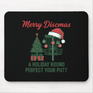 Merry Discmas Holiday Round Perfect Your Putt Disc Mouse Pad
