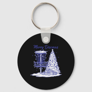 Merry Discsmas Disc Golf Basket Xmas Tree Key Ring