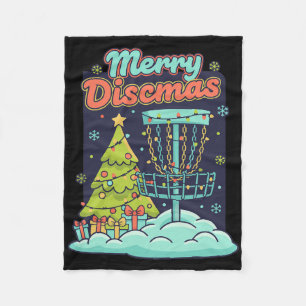 Merry Discsmas Funny Disc Golf Flying Disc Basket Fleece Blanket