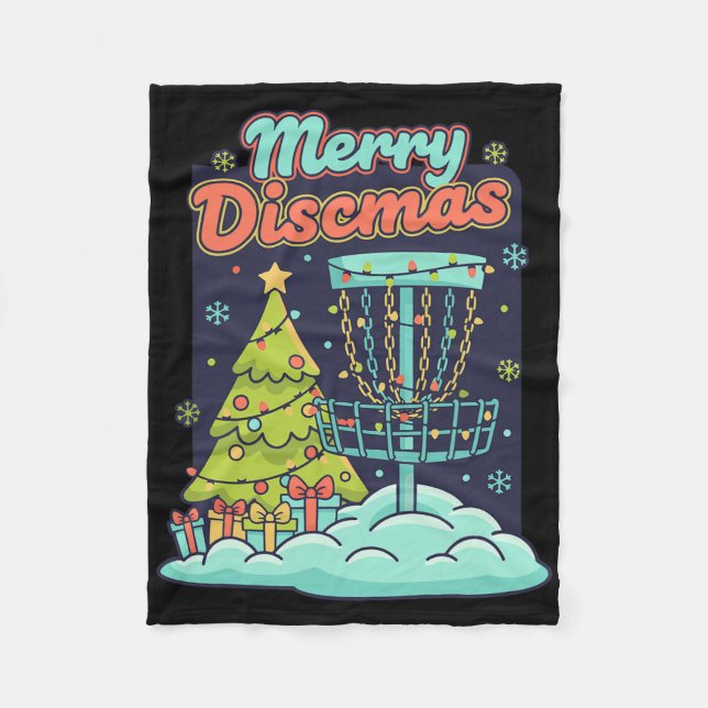 Merry Discsmas Funny Disc Golf Flying Disc Basket  Fleece Blanket (Front)