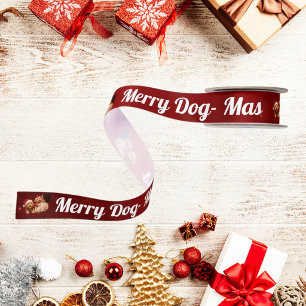 Merry Dog -Mas Crimson Christmas Dog Lovers Satin Ribbon