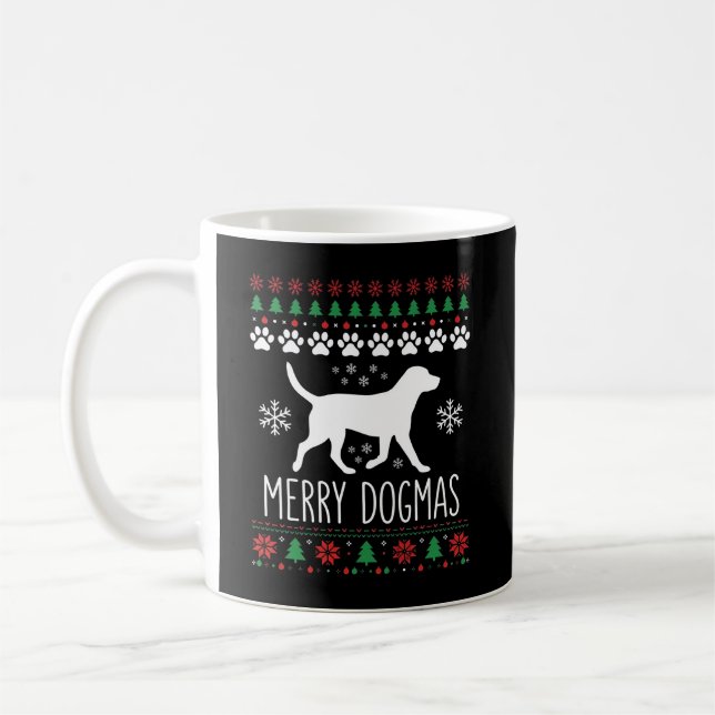 Merry Dogmas Christmas Dog Vector Coffee Mug (Left)