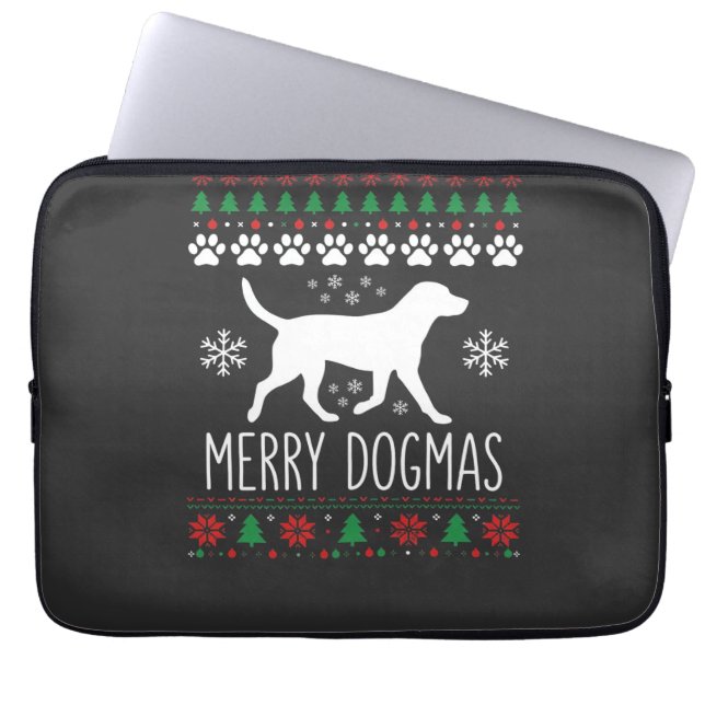 Merry Dogmas Christmas Dog Vector Laptop Sleeve (Front)