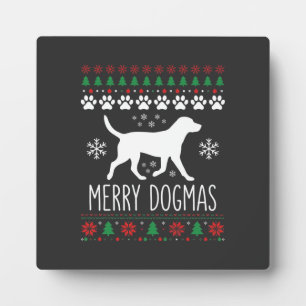 Merry Dogmas Christmas Dog Vector Plaque