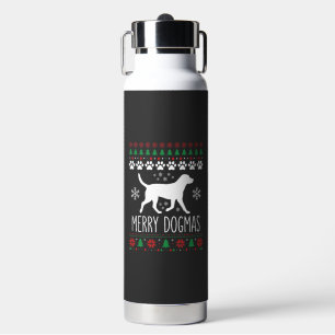 Merry Dogmas Christmas Dog Vector Water Bottle
