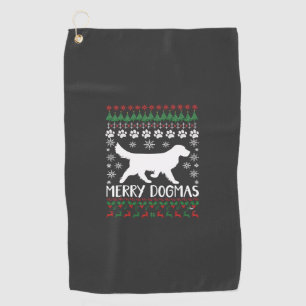 Merry Dogmas Dog Snowflake Ugly Christmas Sweater Golf Towel
