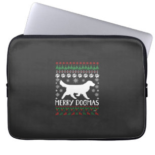 Merry Dogmas Dog Snowflake Ugly Christmas Sweater Laptop Sleeve