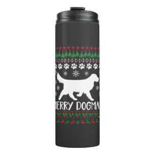 Merry Dogmas Dog Snowflake Ugly Christmas Sweater Thermal Tumbler