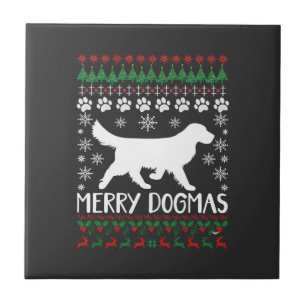 Merry Dogmas Dog Snowflake Ugly Christmas Sweater Tile