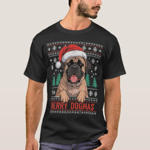 Merry Dogmas Funny Dog Santa Hat Christmas Xmas  T-Shirt