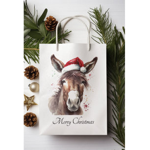 Merry Donkey Western Holiday  Medium Gift Bag
