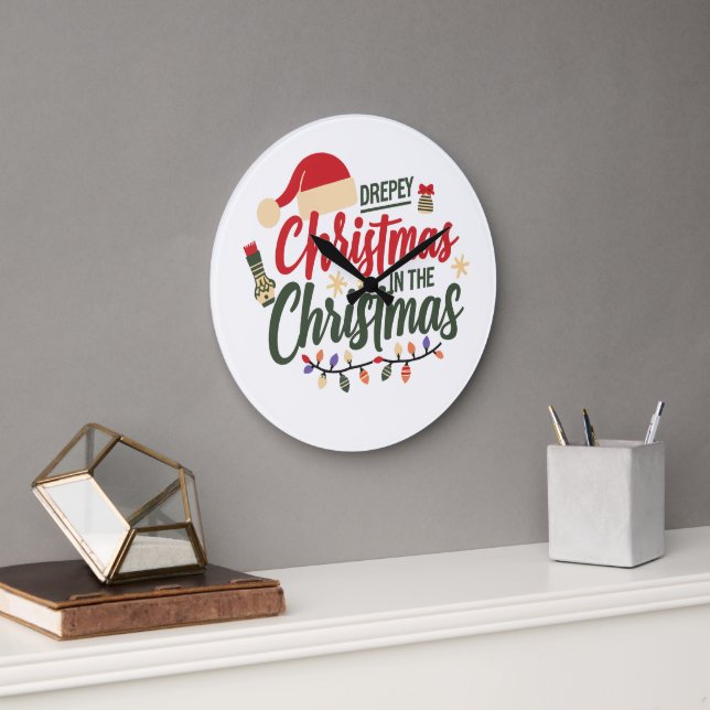 Merry Drepey Christmas Design Clock – Unique Holid (Office)