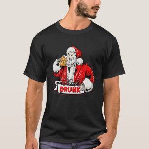 Merry Drunk Christmas Santa Drinking Beer Funny Dr T-Shirt