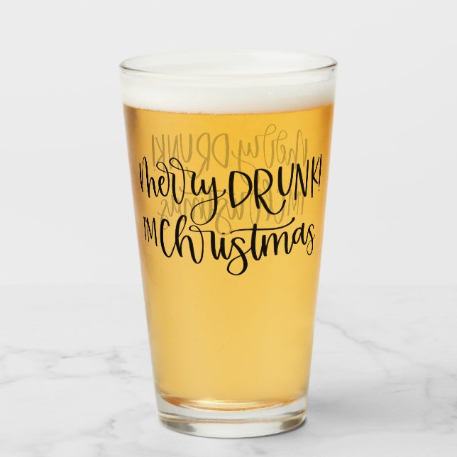 Merry Drunk Im Christmas | Funny Drinking Humour Glass (Front Filled)