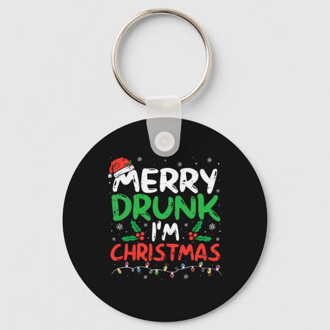 Merry Drunk I'm Christmas Funny Santa Joke Xmas Dr Key Ring (Front)