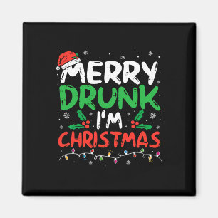 Merry Drunk I'm Christmas Funny Santa Joke Xmas Dr Magnet